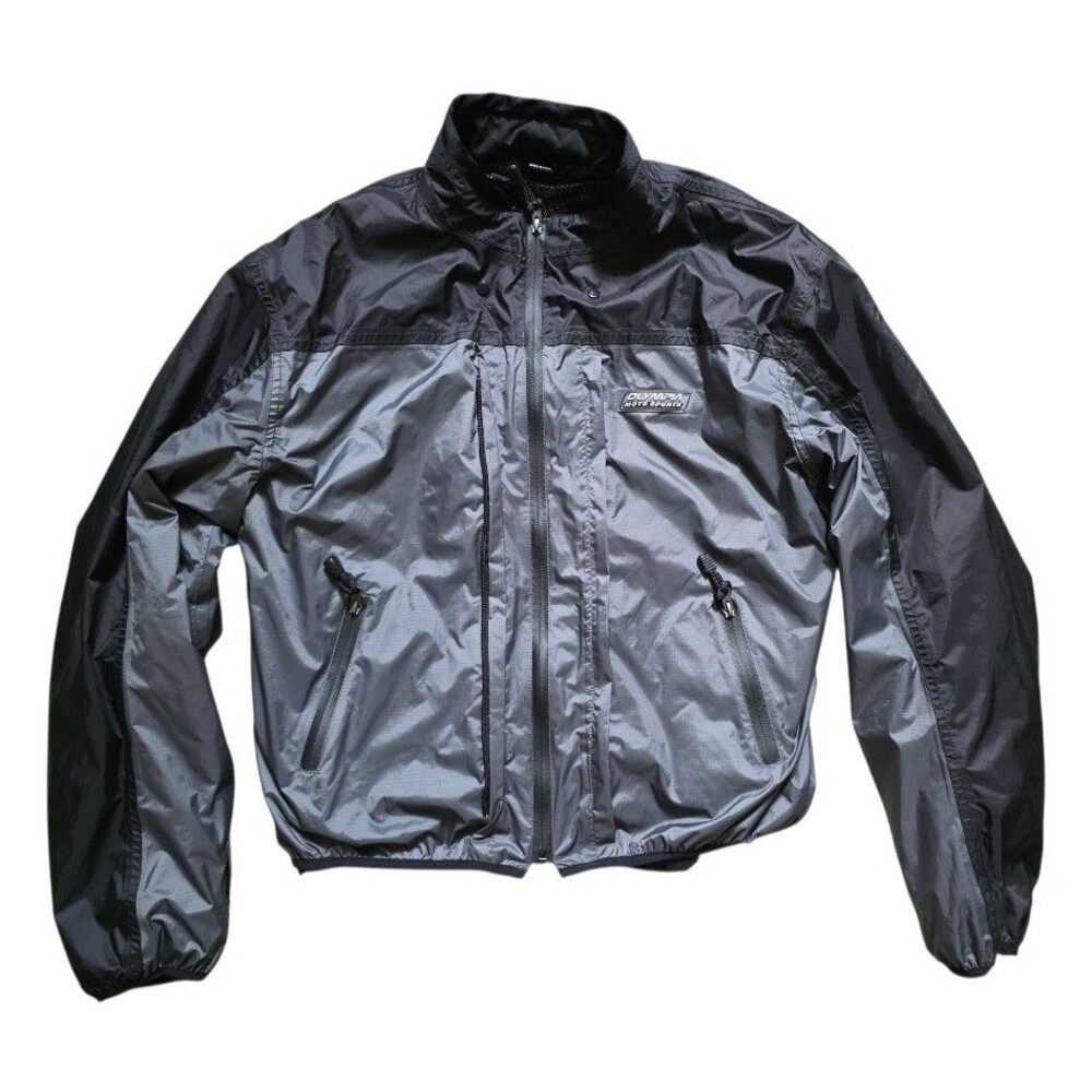 Olympia Moto Sports Mens Jacket Gray Size Large Motorcycle Wind Protection Coat